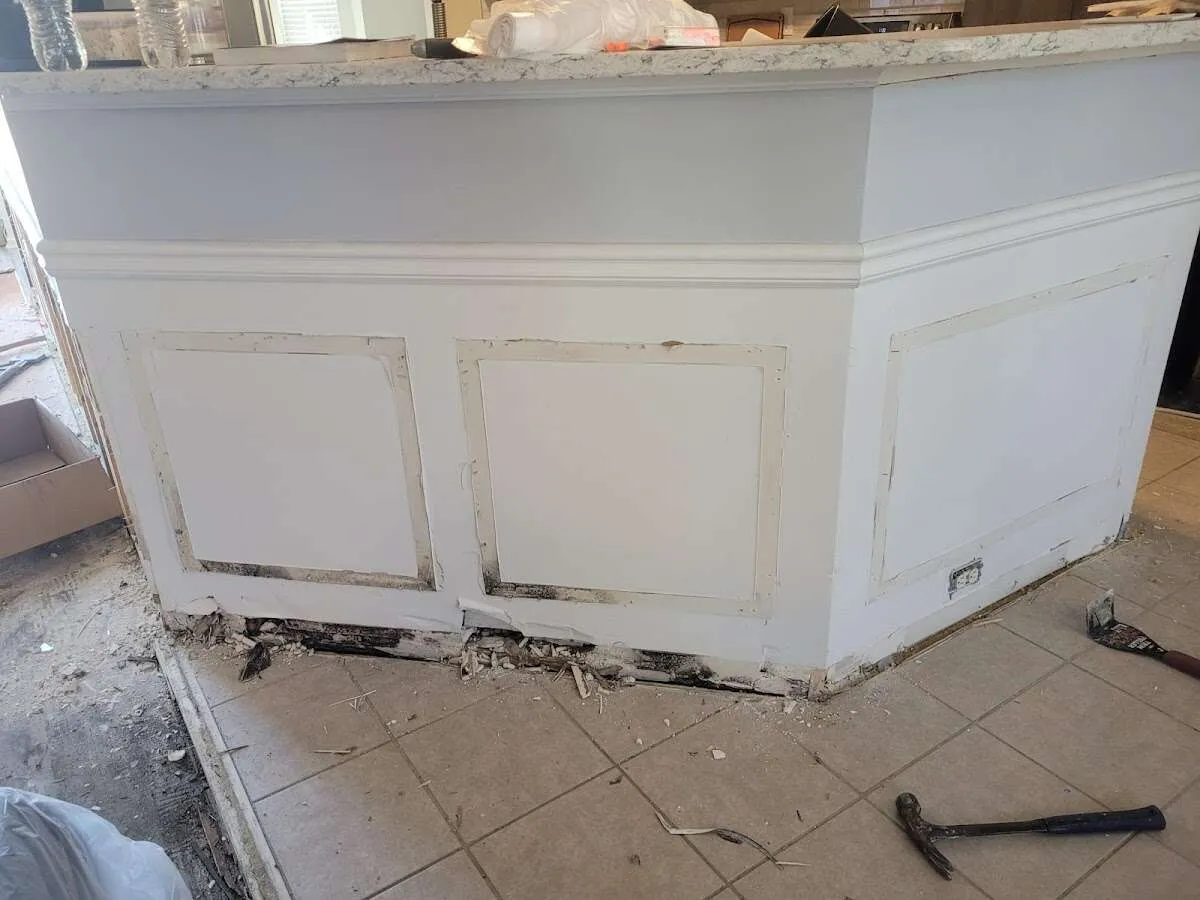 Water damage and mold on kitchen during Storm Damage Restoration in Newington
